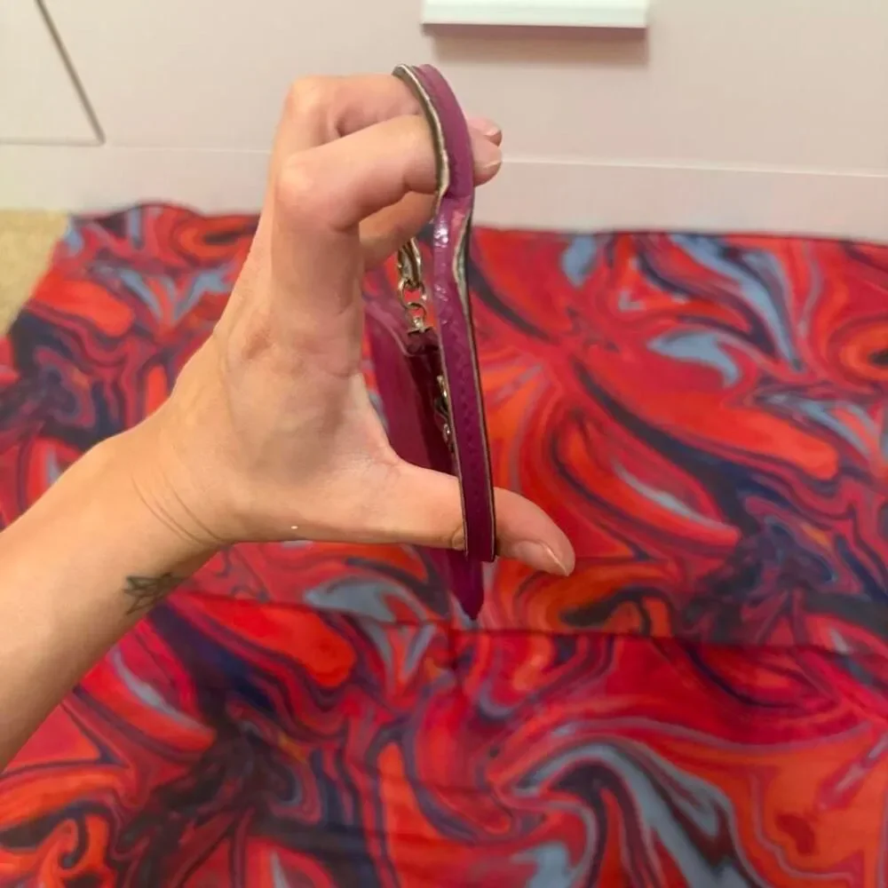 Vintage Y2K Coach Poppy Magenta Patent Leather Doodle Pouch Wristlet